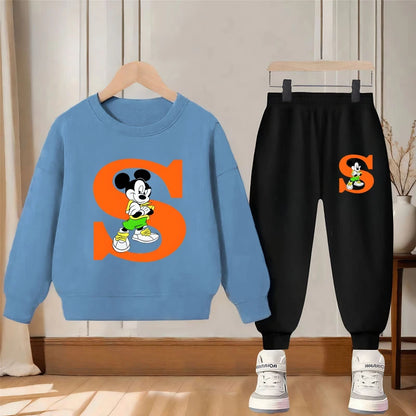 Disney Spring and Autumn Mickey Printed Boys 2-piece Sets Children's Casual Sweatshirt and Sweatpant 2pcs Set Kids Hoodies Set
