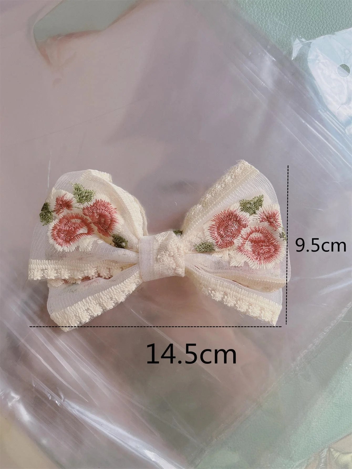 Embroidered Lace Hair Bow.