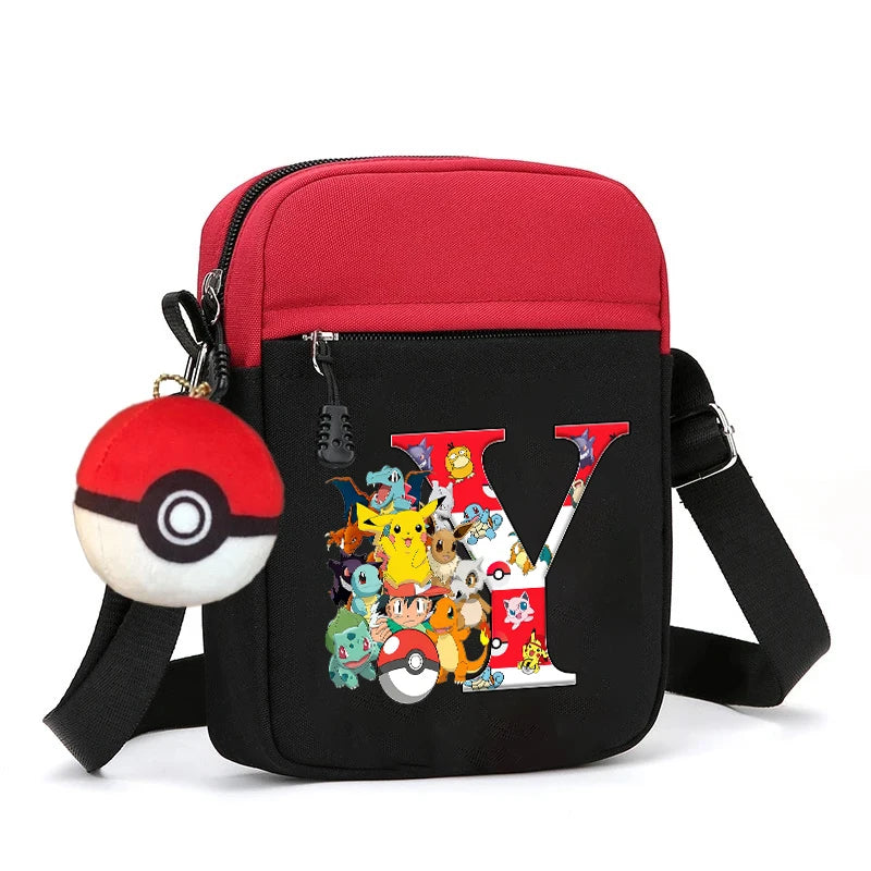 Cute Pokemons Letter A-Z Chest Packs Anime Pikachus Boy Girl Daily Travel Phone Pouch Shoulder Bag Outdoor Sport Crossbody