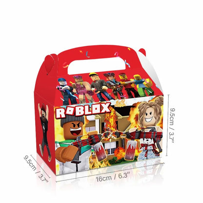 12Pcs/Set Roblox Theme Game Birthday Party Decoration Gift Boxes Anime Pattern Thanks Candy Gift Bag Kid Birthday Party Supplies