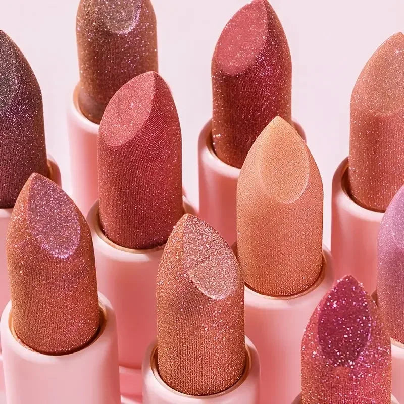 Pudaier Glitter Pearlescent Lipstick: Waterproof Diamond Shimmer & Hydrating Glow