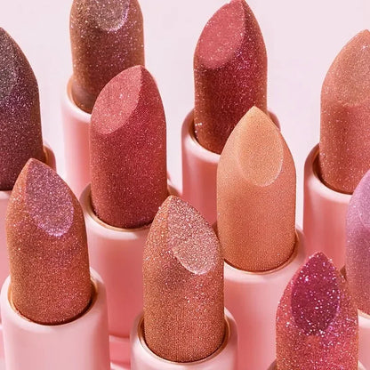 Pudaier Glitter Pearlescent Lipstick: Waterproof Diamond Shimmer & Hydrating Glow