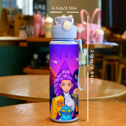 Kids' K-Pop Demon Hunters Portable Water Bottle: 3D Printed Leak-Proof Drinkware