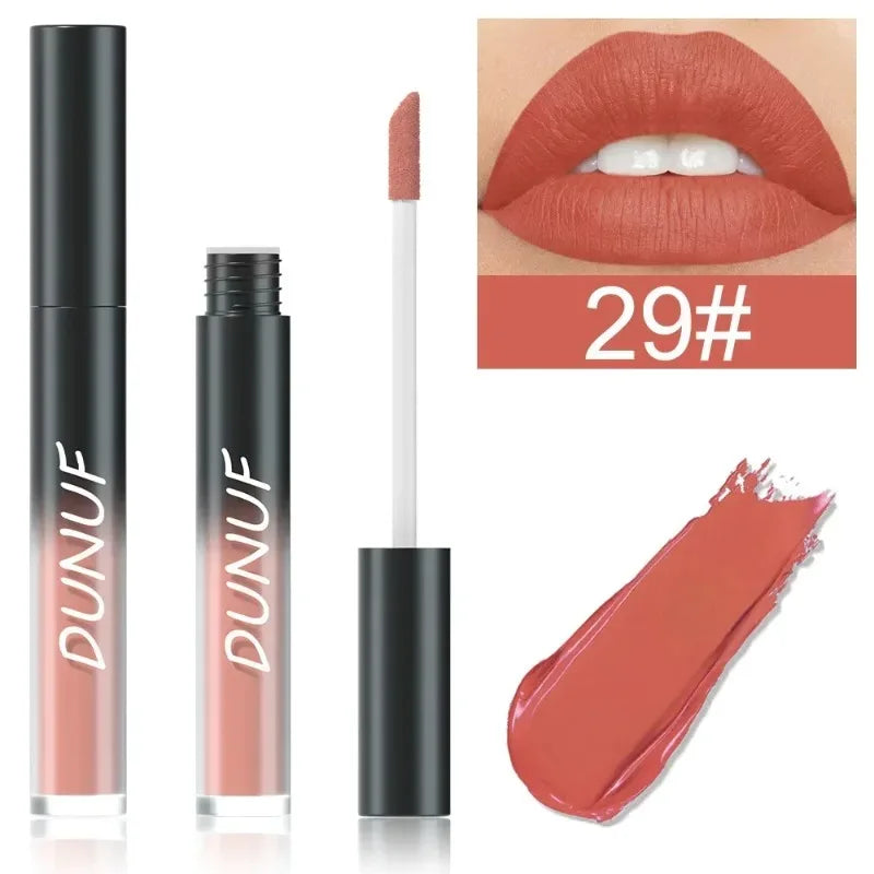 DUNUF 32 Color Matte Liquid Lipstick: Bold Pigment Non-Stick Lip Glaze