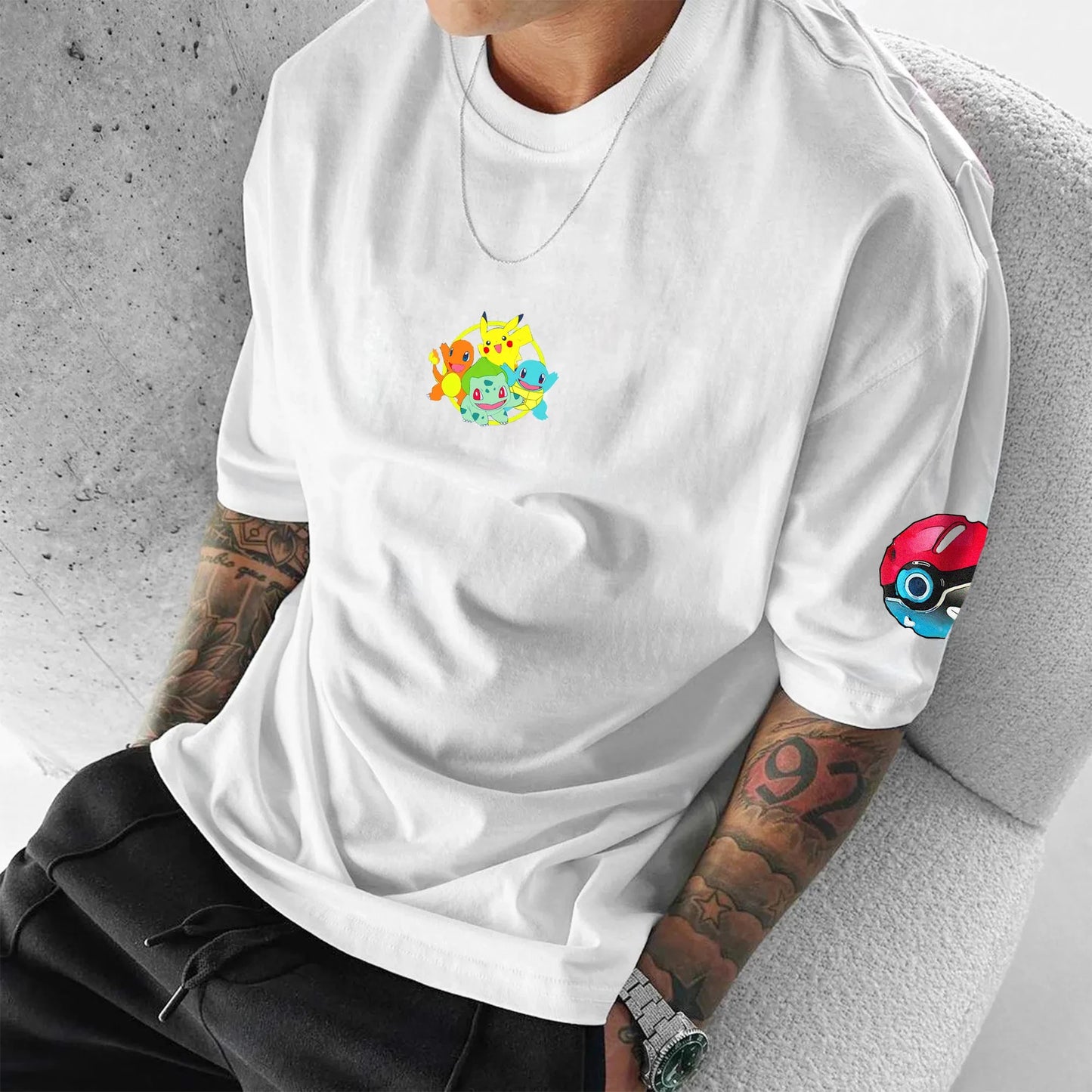 Pokémon Animation Derivatives Ash Ketchum Pikachu Printing T-shirt Men's Women's 2025 Summer Loose Cotton Street Trend Brand Top