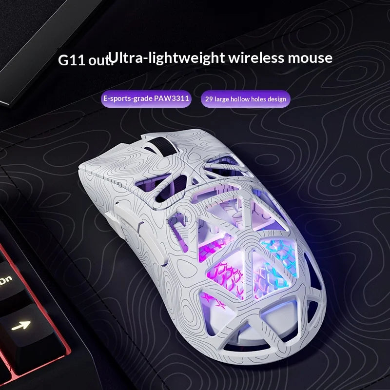 Furycube G11 1K Wireless Mouse Game Bluetooth The Third Mock Examination Paw3311 Lightweight Hollow Out Design Rgb Mouse Gift