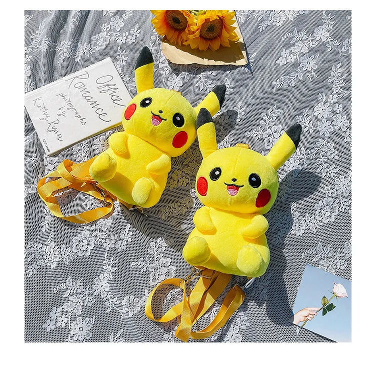 30cm Pokemon Fashion Japanese Anime Fun Cartoon Small Bag Pikachu Plush Doll Backpack Girl Cute Pikachu Plush Backpack