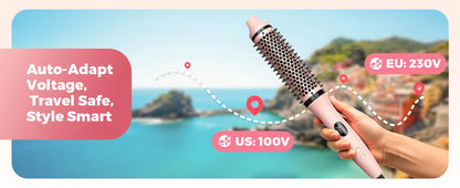 Thermal Brush 1.5 inch Dual PTC Heated Curling Styler 6 Temps with Negative Ions & Ceramic for Volumizing Straightener Curling