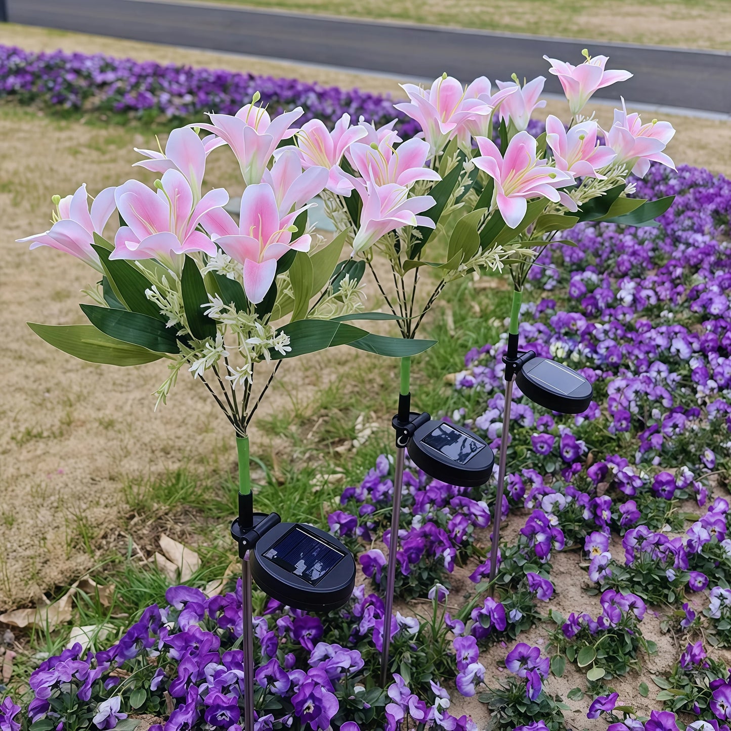 Auto Solar Lily Garden Lights (7 Heads) - Waterproof LED Outdoor Flower Decor for Yard, Pathway, Camping, Wedding | Ground Spike