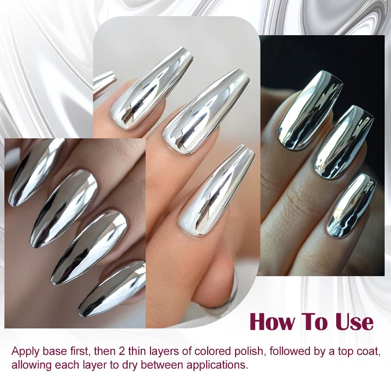6pc Mirror Chrome Nail Polish Set