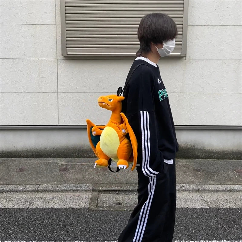 Cute Pokemon Backpack Kawaii Japanese Style Plush Bag Gengar Eevee Snorlax Backpack Schoolbag Cosplay Props Fashion Gifts