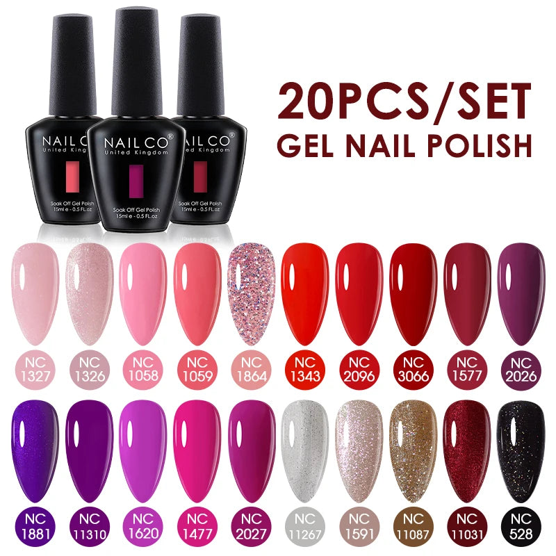 NAILCO 15ml 30/20/10pcs/Set UV Gel Nail Polish Semi Permanent Esmalte Vernis LED Gel Varnish Soak Off Nail Art All For Manicure