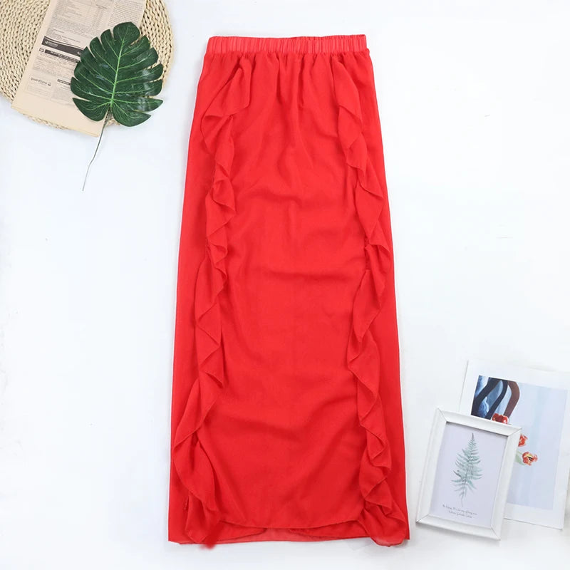 2024 Sexy Women's Swimsuit with Skirt One-Piece Swimwear Vintage Ruffle V Neck Cover Up Bikinis Set Beachwear Bathing Suit