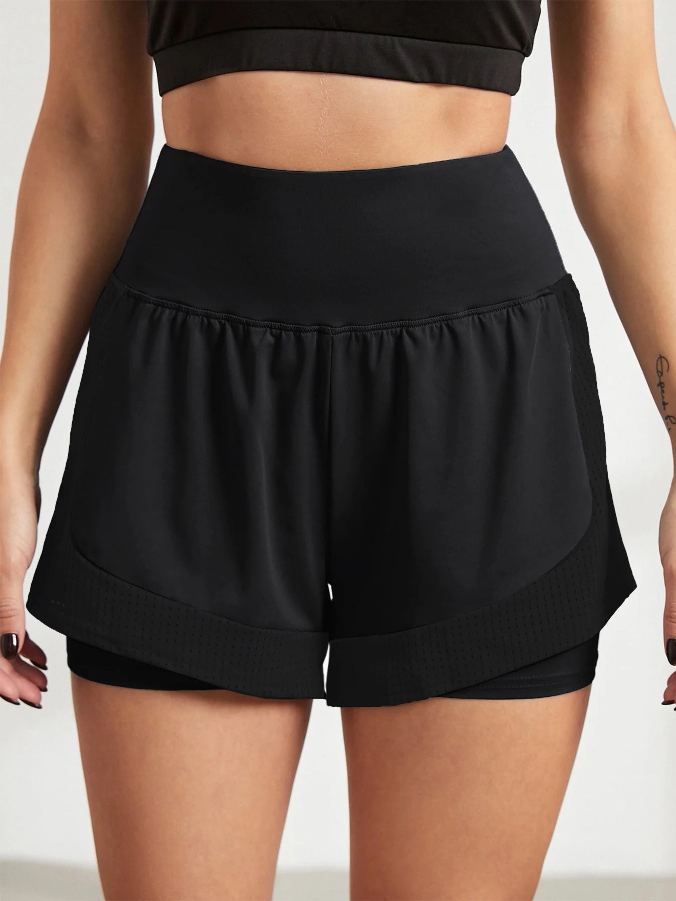 Women's loose sports shorts for running, anti-exposure, quick-dry, outer wear, fake two-piece yoga hot pants