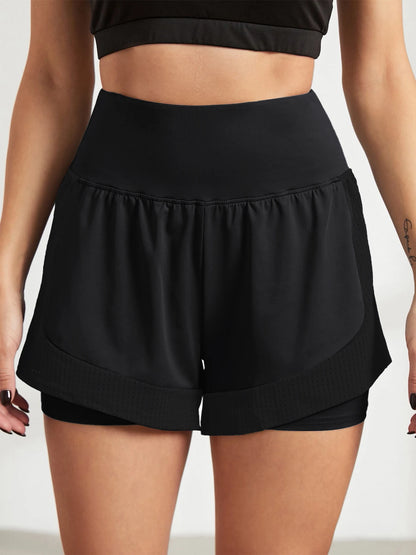 Women's loose sports shorts for running, anti-exposure, quick-dry, outer wear, fake two-piece yoga hot pants