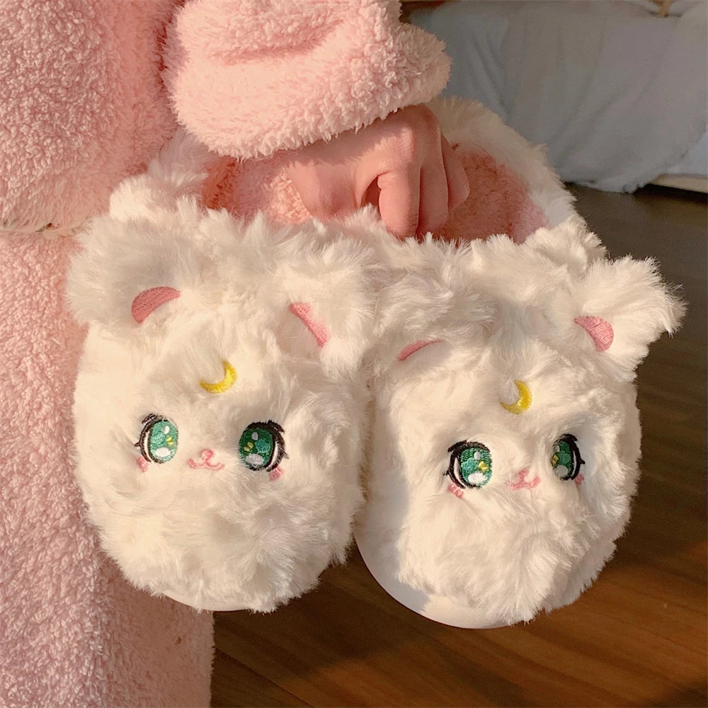 Pokemon Anime Couple Slippers Cute Pikachu Eevee Cartoon Cotton Home Shoes for Men And Women with Velvet Insulation Winter Gifts