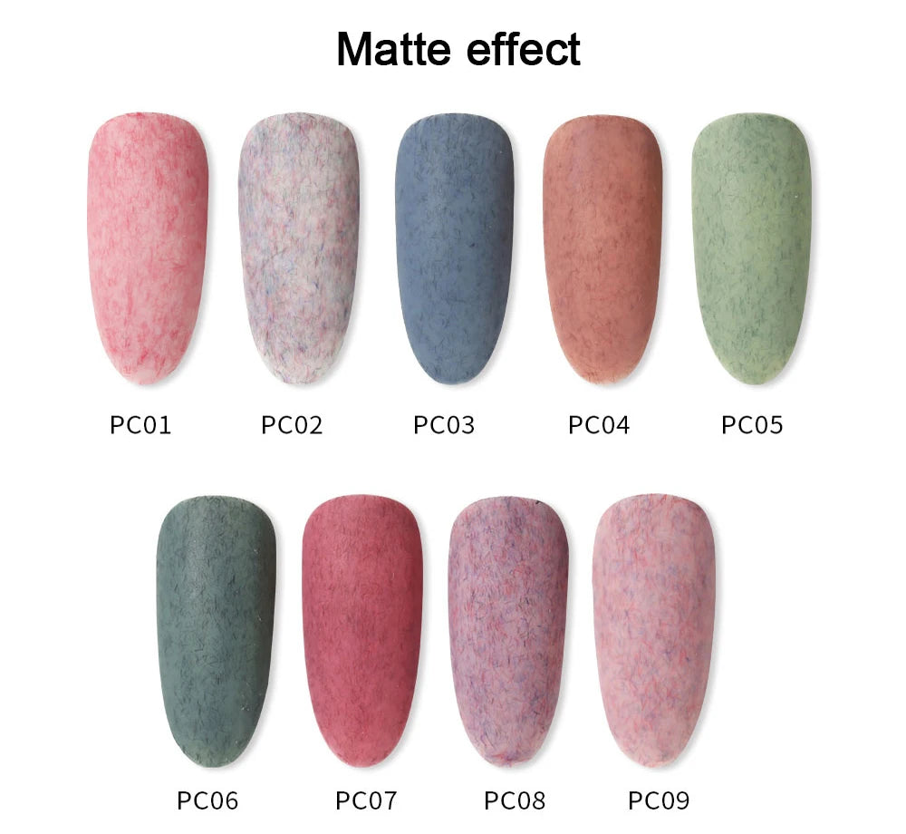 Vendeeni 9 Color/Set Furs Fluff Gel Nail Polish Semi Permanent UV LED Soak Off Gel Varnish DIY Plush Velvet Nail Art Gel Lacquer