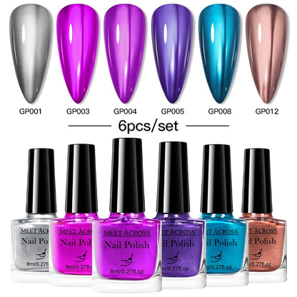 6pc Mirror Chrome Nail Polish Set
