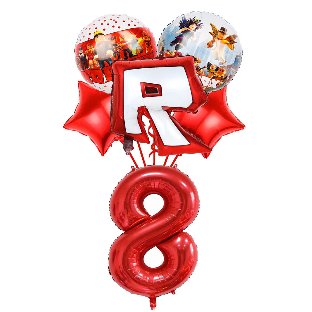 Robot Boy Happy Birthday Decoration Tableware Set Roblox Paper Tablecloth Plate Cup Cake Balloon Baby Shower Game Party Supplies