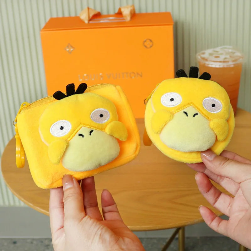 Anime Pokemon Psyduck Coin Purse Cute Cartoon Headphone Bag Portable Kids Waist Pack Trendy Child Birthday Gift