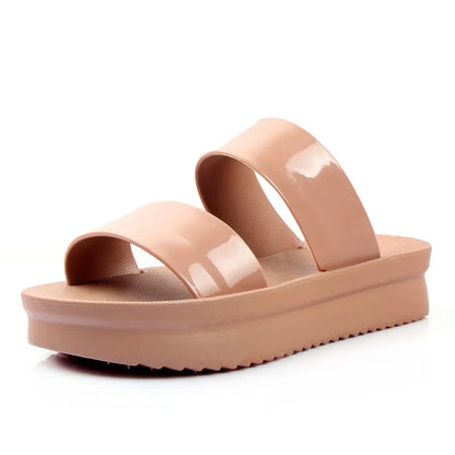 Korean Style Summer Roma Sandals With Thick Bottom And Soft Sole Simple Mom Shoes Jelly Beach Slippers Casual Women's Shoes