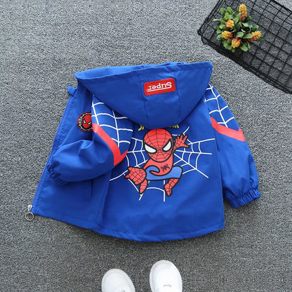 Boys Spiderman Hooded Jackets 1-10 Years Girls Spring Autumn Stitch Print Sports Coats Children Cartoon Outerwear Kids Clothes