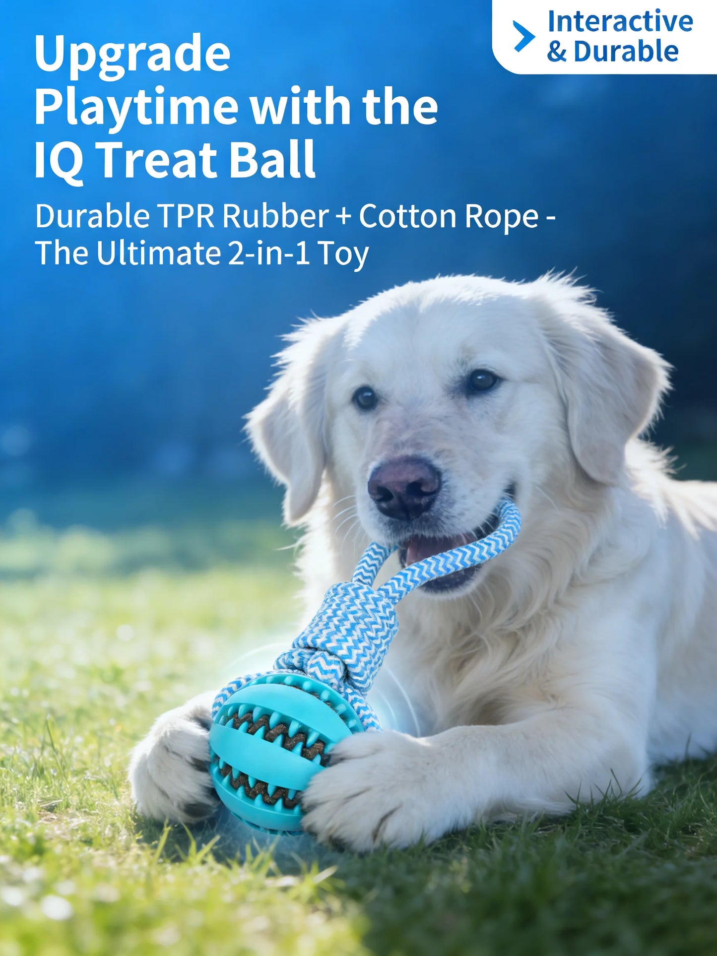 2-in-1 Dog Chew Toy with Treat Dispenser Durable Cotton Rope Natural Rubber Ball for Small Medium Dogs Teeth Cleaning