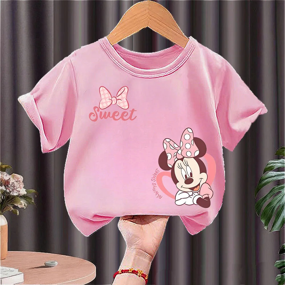 Girls' Minnie Mouse "Love Music" Summer T-Shirt: Breathable Short Sleeve Disney Tee