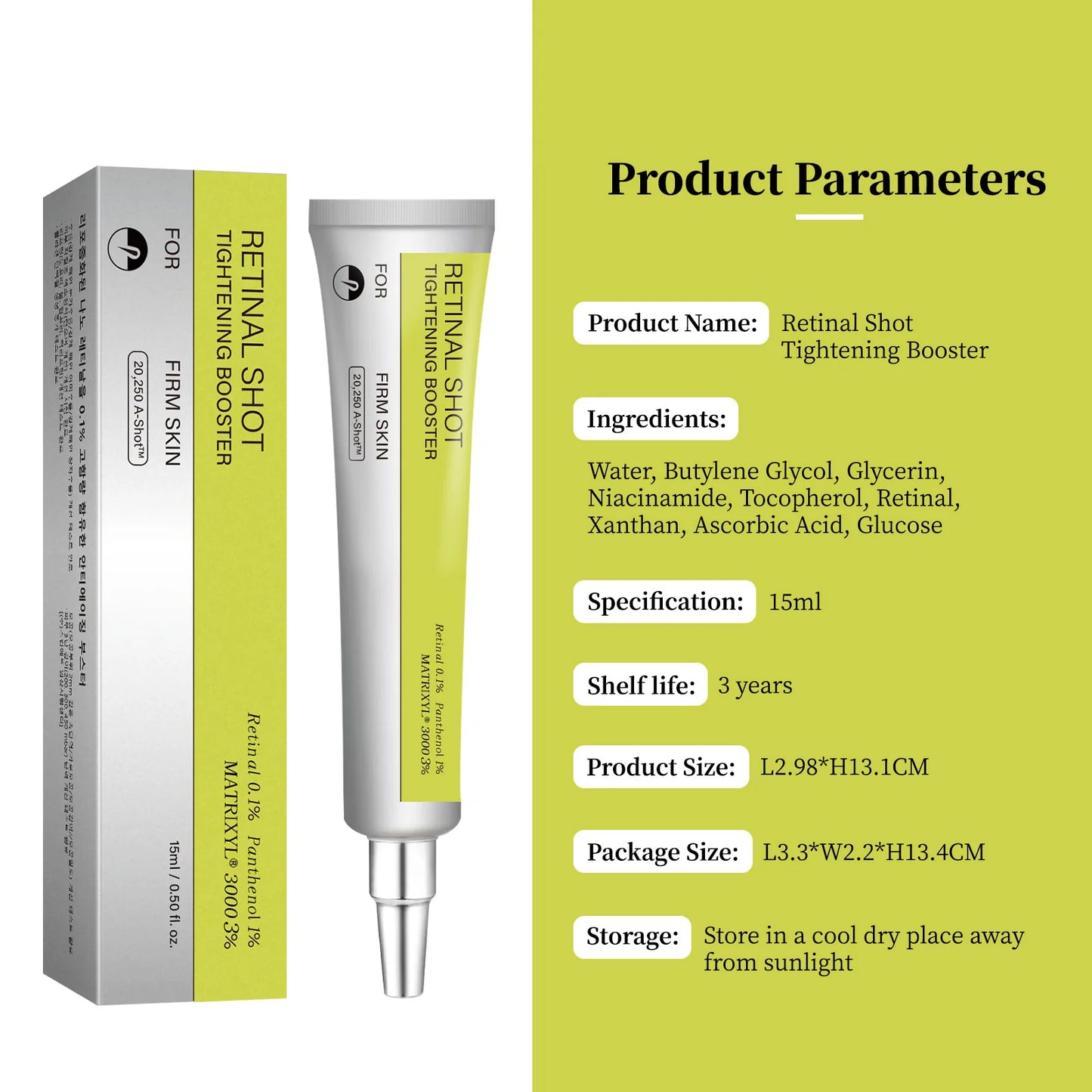 Retinal Shot Tightening Booster: 0.1% Nano-Retinal & Matrixyl 3000 Anti-Aging Serum