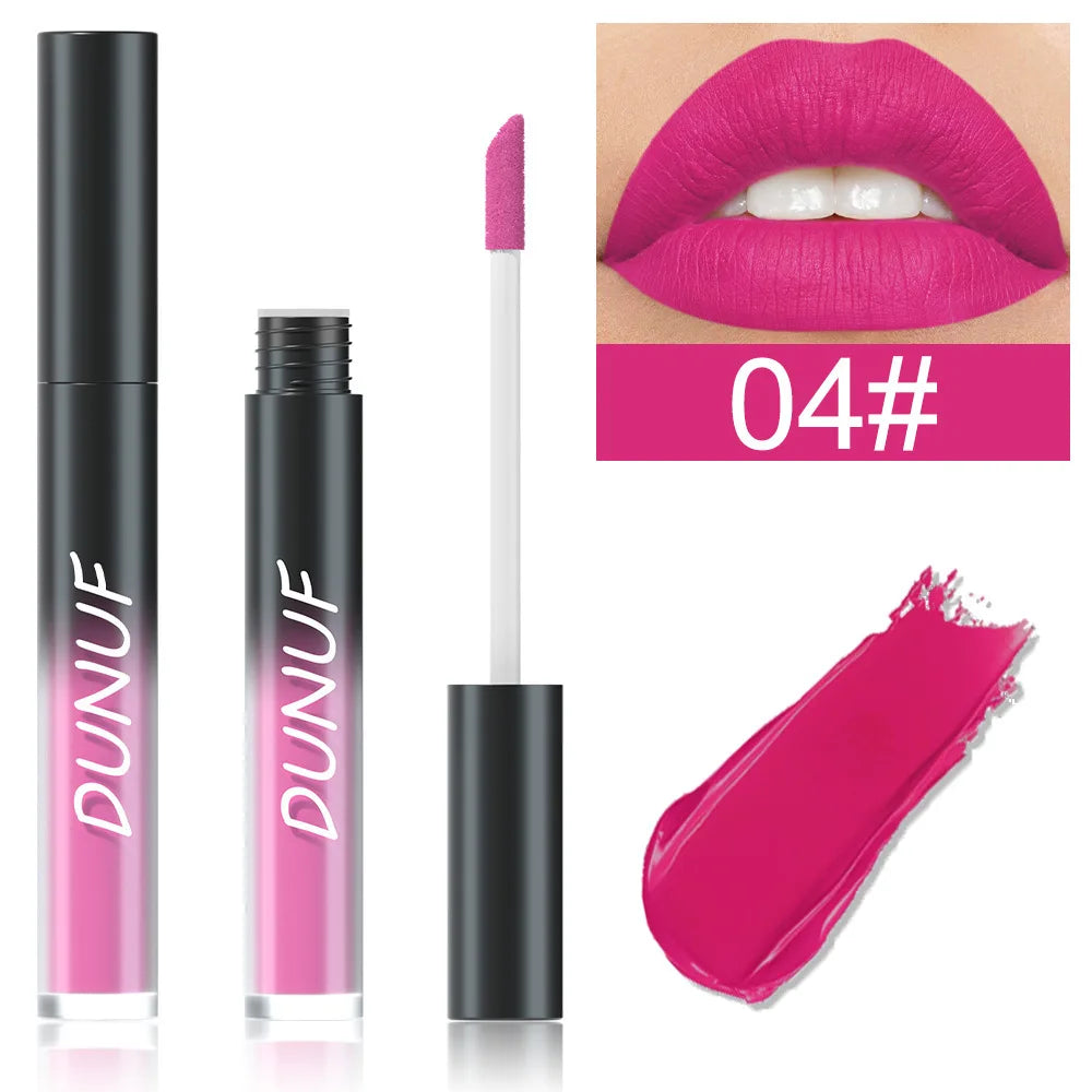 DUNUF 32 Color Matte Liquid Lipstick: Bold Pigment Non-Stick Lip Glaze