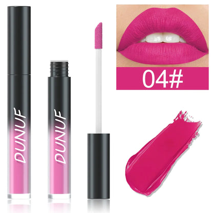 DUNUF 32 Color Matte Liquid Lipstick: Bold Pigment Non-Stick Lip Glaze