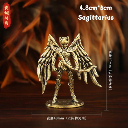 Golden Gold Saints Mini Figures Set Brass Style Anime Collectible Statues Luxury Desk Decor Gift for Anime Fans