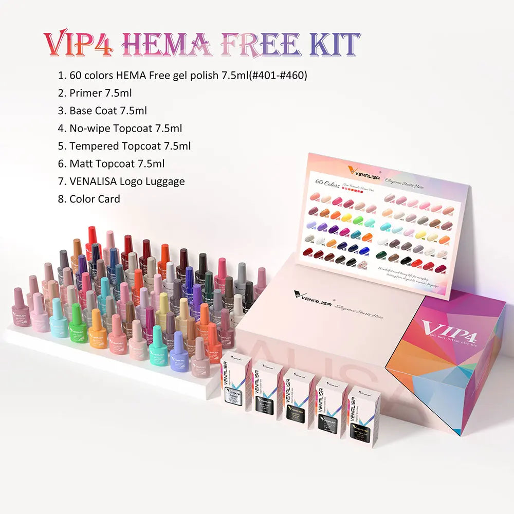 VIP5 Venalisa Nail Gel Polish Kit HEMA FREE Jelly Pink Nude Color Sparkle Gel Varnish Self Leveling Gel Nail Varnish Whole Set