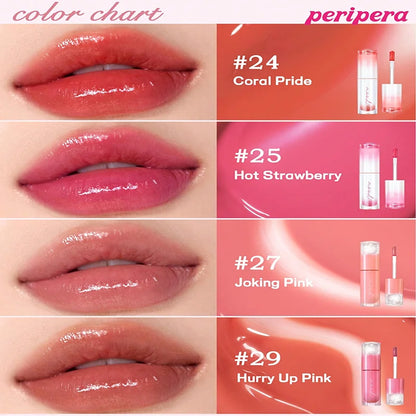 K-Beauty Glass Lip Gloss Tint,Watery Shine, 16H Moisture, Non-Sticky & Mask Friendly,Natural Plump Look