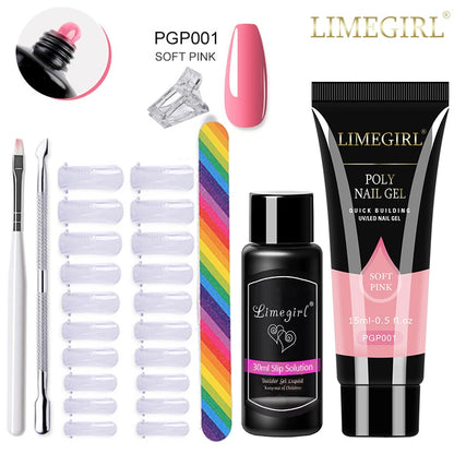 LIMEGIRL Set Poly Nail Gel for Extension Gel Set Manicure Acryl Gel Varnish Set 15ML Acrylic Liquid Nail Art Nail Kit UV Gel Kit