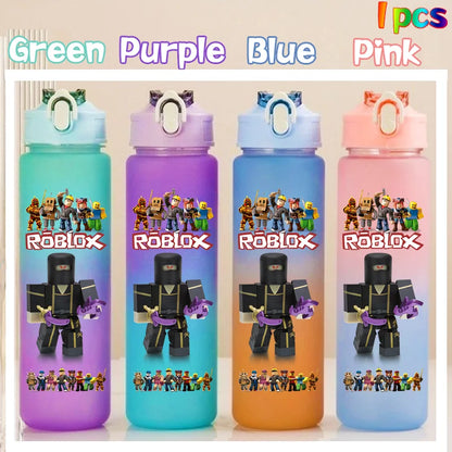 Roblox Anime Cartoon Straw Drink Bottle 750ml Gradient Color Water Cup Game Student Daily Necessities Gourde Boy Holiday Gift