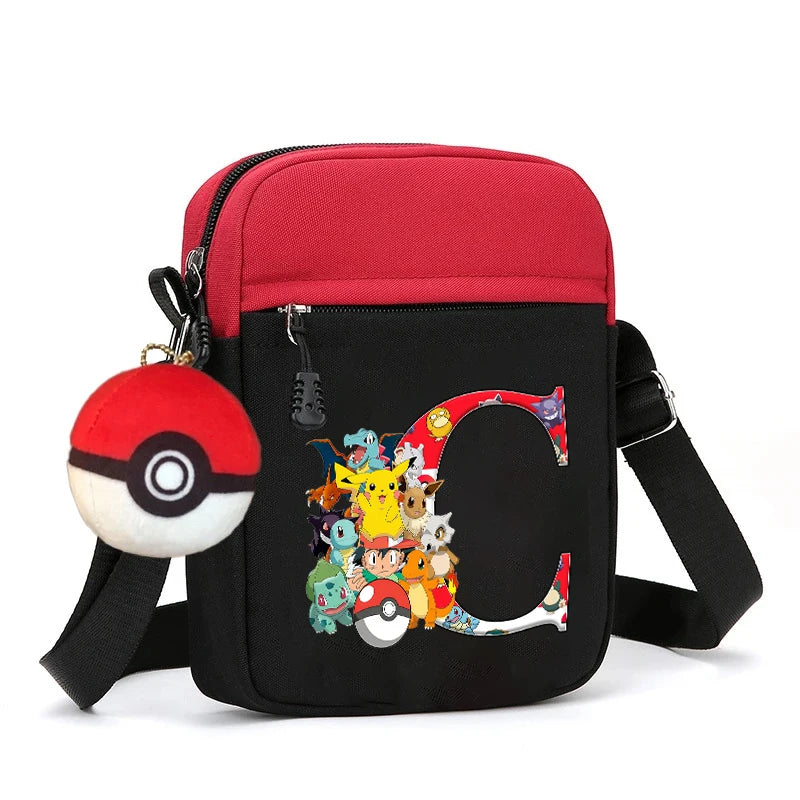 Cute Pokemons Letter A-Z Chest Packs Anime Pikachus Boy Girl Daily Travel Phone Pouch Shoulder Bag Outdoor Sport Crossbody