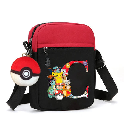 Cute Pokemons Letter A-Z Chest Packs Anime Pikachus Boy Girl Daily Travel Phone Pouch Shoulder Bag Outdoor Sport Crossbody