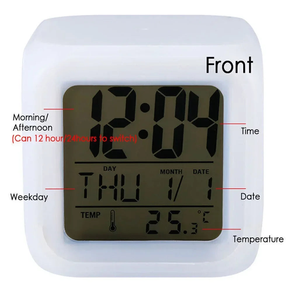 Anime Cartoon Pok é mon Cartoon Alarm Clock Creative Student 8x8x8cm LED Cube with Colorful Light Display Time Week Month