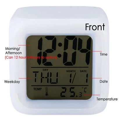 Anime Cartoon Pok é mon Cartoon Alarm Clock Creative Student 8x8x8cm LED Cube with Colorful Light Display Time Week Month