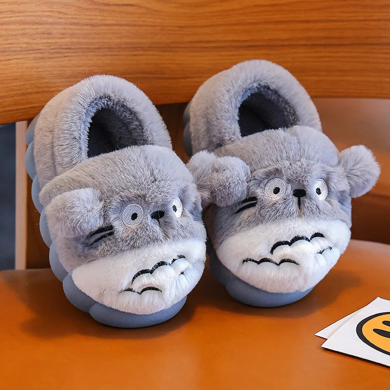 Cartoon Pikachu Figures Cotton Slippers Cover Heel Anime Peripheral Cute Flat Autumn/Winter Warm Plush Slippers Christmas Gifts