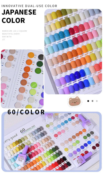 Eleanuos Bubble 60pcs Gel Polish Set Very Good Nail Gel 15ML With Color Card For Nail Art Whole Set Nail Gel Polish Learner Kit
