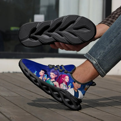 Children's Parent-child Shoes for Spring Cartoon Character Print Lightweight Sneakers Breathable Flat Heel Lace-up Casual Shoes