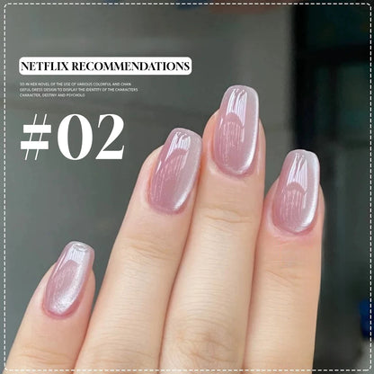 MIANEL 12ML Glass Bead Cat Eye Gel Nail Polish Flash White Spar Nude Color Magnetic Nail Polish White Nails Summer Nails 1-12pcs