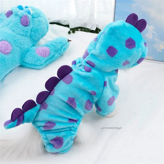 Blue Dinosaur Hooded Pet Coa