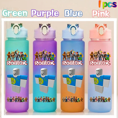 Roblox Anime Cartoon Straw Drink Bottle 750ml Gradient Color Water Cup Game Student Daily Necessities Gourde Boy Holiday Gift