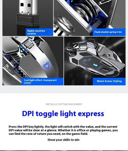 AULA SC300 Ultra-quiet Wireless Gaming Mouse Rechargeable Ergonomic Mechanical Armor Style, Colored and Vibrant Body Design