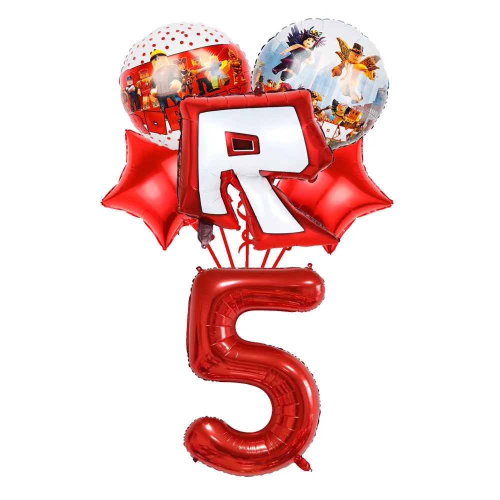 Robot Boy Happy Birthday Decoration Tableware Set Roblox Paper Tablecloth Plate Cup Cake Balloon Baby Shower Game Party Supplies