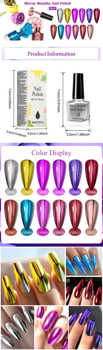 6pc Mirror Chrome Nail Polish Set