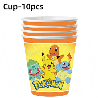 Pokemons Birthday Party Decoration Lightning Pikachu Balloon Tableware Kit Cup Plate Gift Bag Kid Favor Gift Baby Shower Supplie